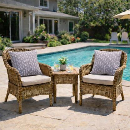 Two Outdoor Pillows and Waterproof Cushion Set