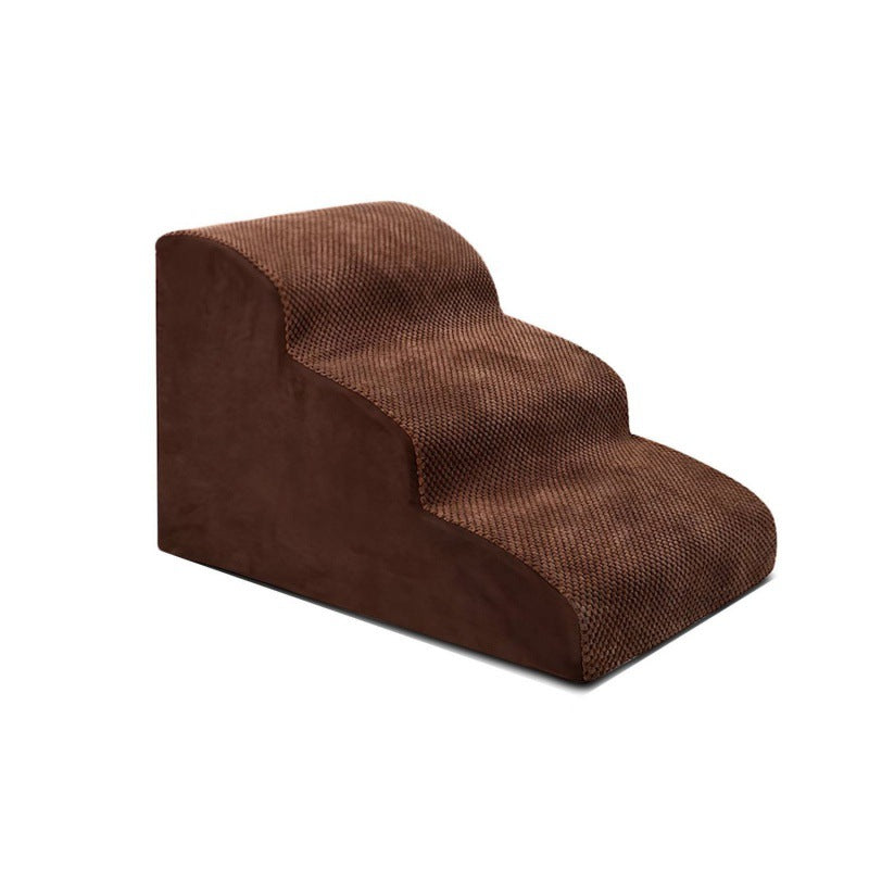Brown three-step pet stairs with non-slip fabric and removable washable cover by Sell My Stuff on Tampa Home & Garden Store