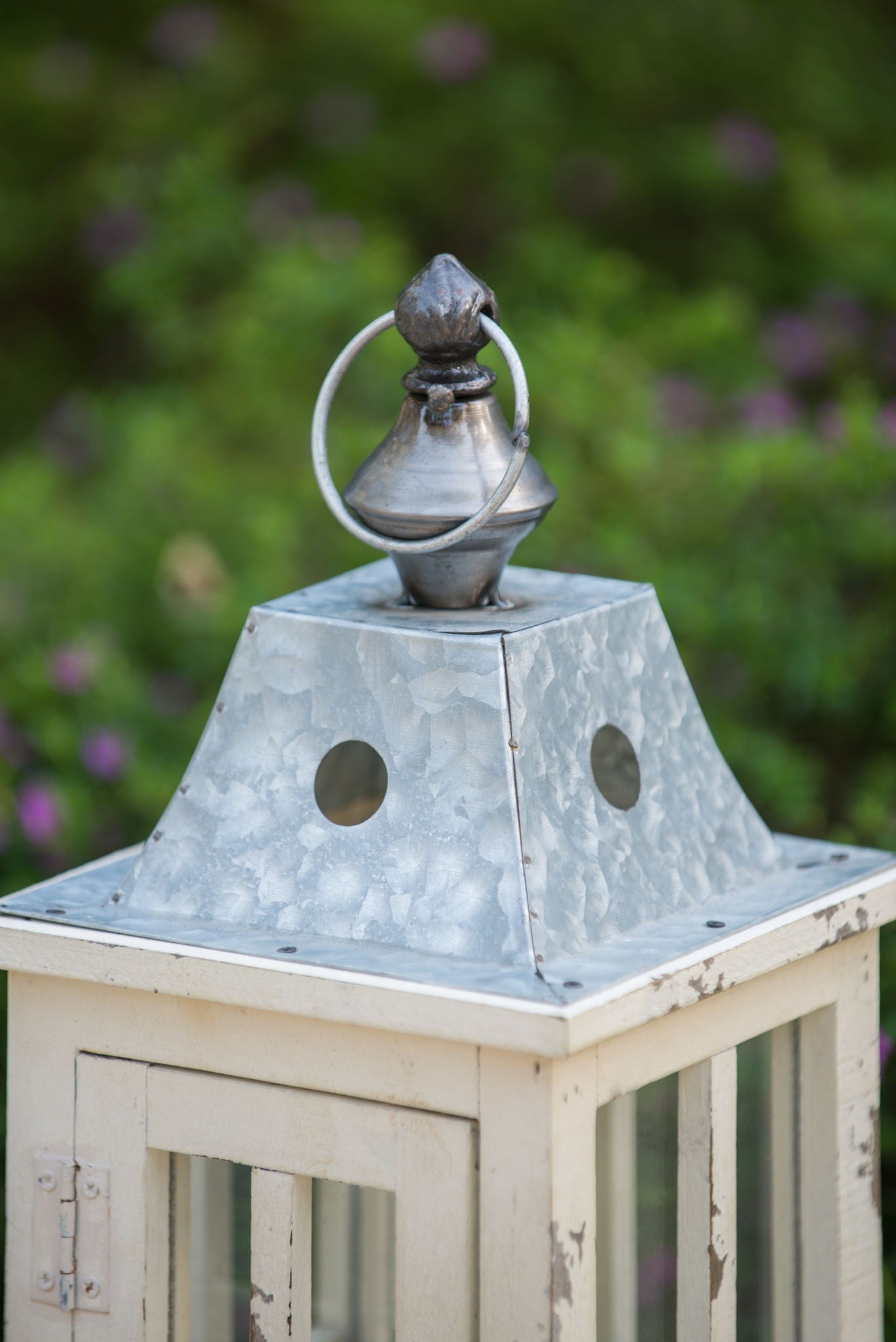 Ivory Wooden Candle Lantern and Vintage Decor