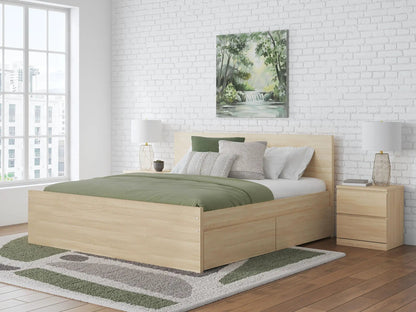Onita panel platform bed with underbed storage drawers in light oak by Unique Piece Furniture on Tampa Home & Garden Store