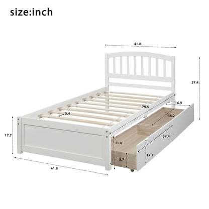 Wood Platform Storage Bed With Two Drawers