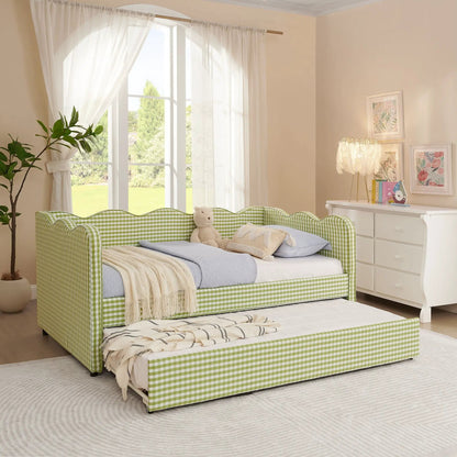 Gingham Daybed With USB Port and Wave Design