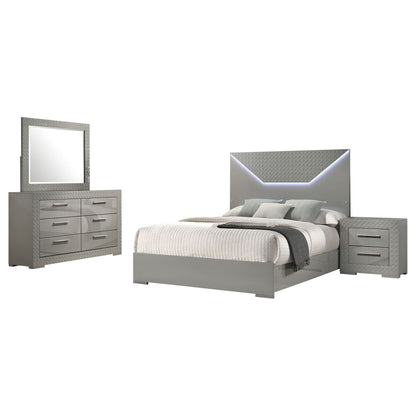 Pierce 4-Piece Bedroom Set with LED lighting; diamond-plate bed and dresser by HouseOfZazla on Tampa Home & Garden Store
