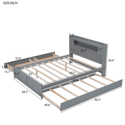 Storage platform bed with LED lights, 2 drawers and trundle by Unique Piece Furniture on Tampa Home & Garden Store