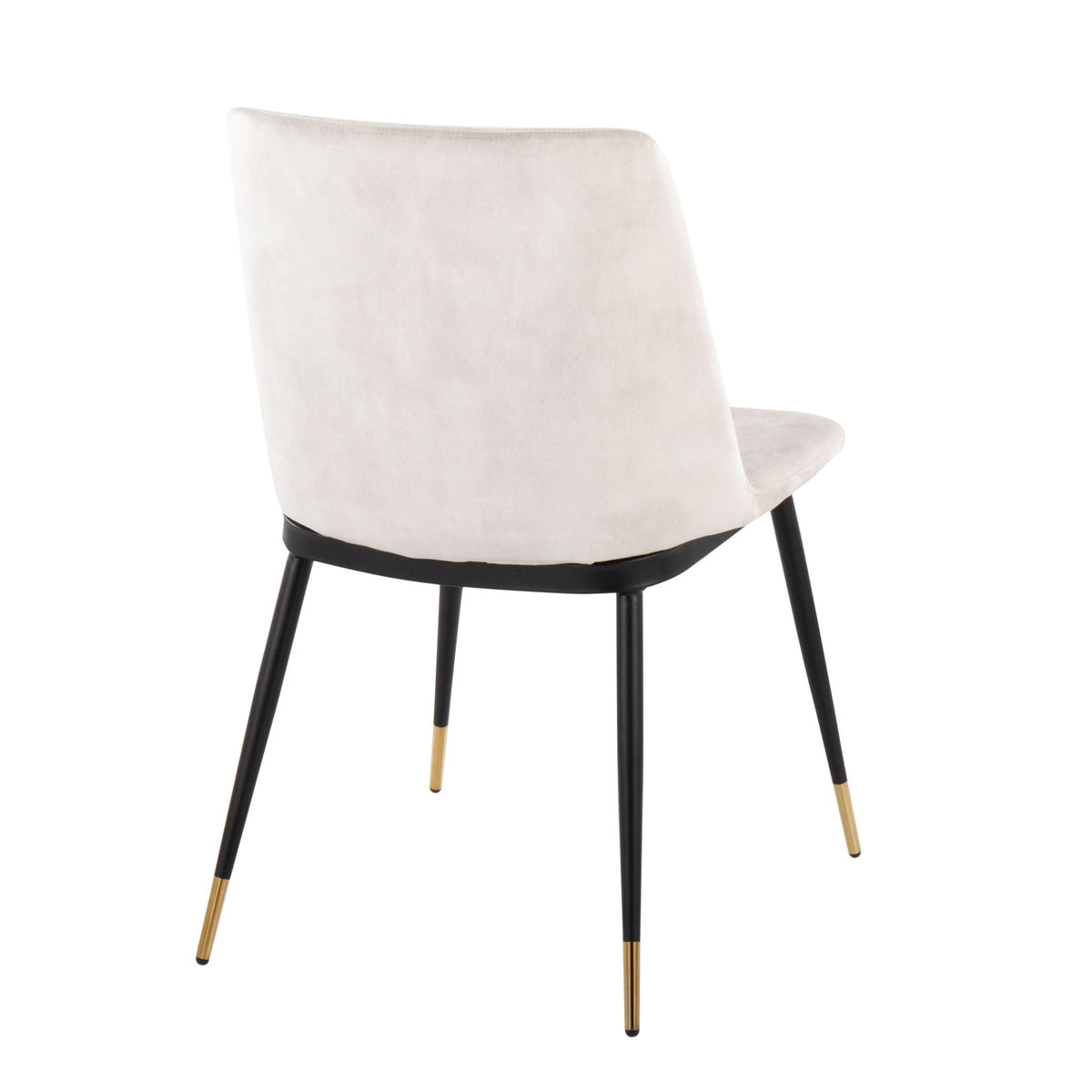 Contemporary chair set of 2 with beige velvet upholstery and black legs, gold-tone accents on Tampa Home & Garden Store