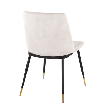 Contemporary chair set of 2 with beige velvet upholstery and black legs, gold-tone accents on Tampa Home & Garden Store