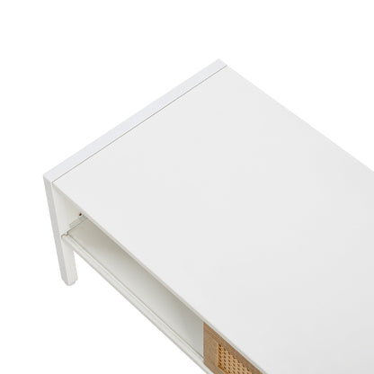 White modern coffee table with sliding door and woven rattan drawer, HouseOfZazla on Tampa Home & Garden Store