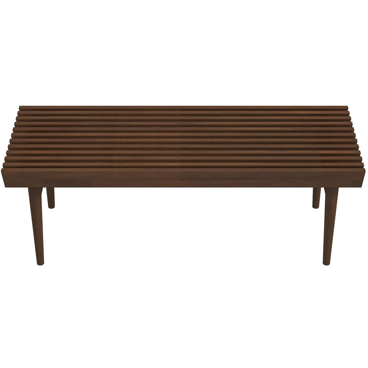 Dark brown wood accent bench with solid wood frame and slatted top by HouseOfZazla Mia on Tampa Home & Garden Store