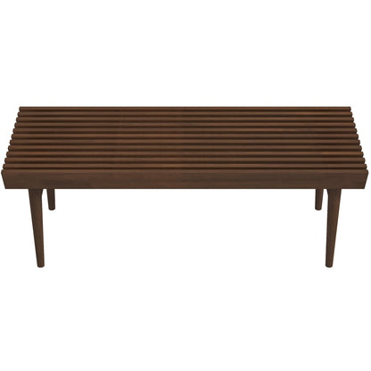 Dark brown wood accent bench with solid wood frame and slatted top by HouseOfZazla Mia on Tampa Home & Garden Store