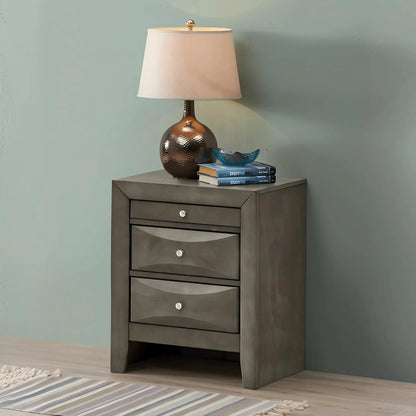 Modern Design Nightstand with Durable Wood Veneer