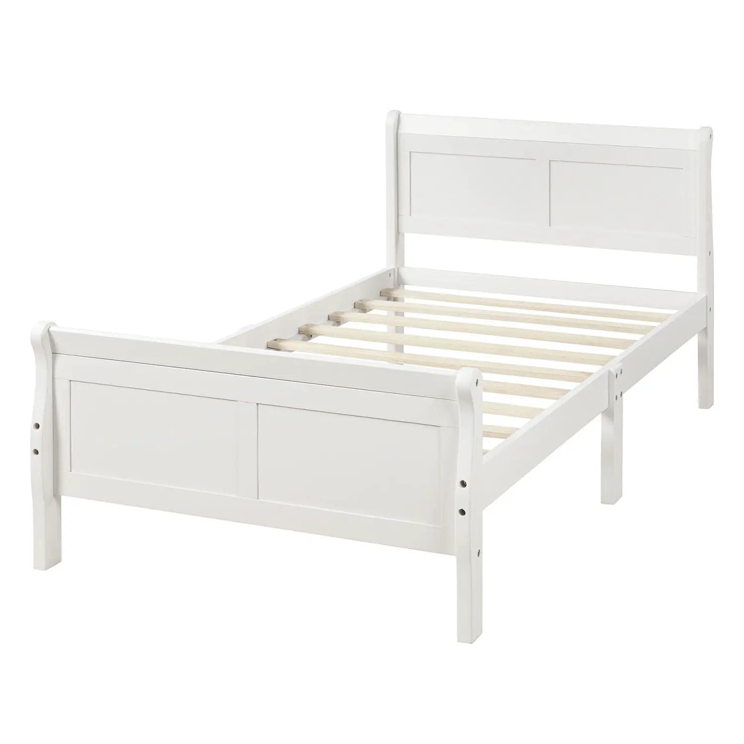 Platform bed white with headboard and footboard, wood slat support Unique Piece Furniture on Tampa Home & Garden Store