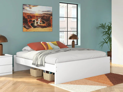 Onita Platform Bed white finish storage bed with under-bed drawers; teal walls on Tampa Home & Garden Store