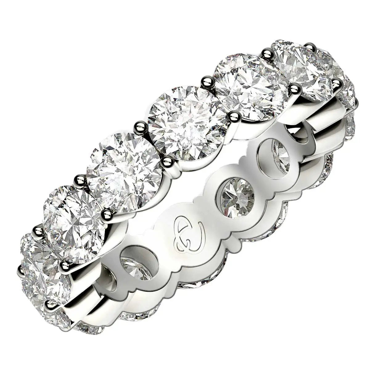 Round-cut lab-grown diamond eternity ring in 14k white gold 6 cttw FG/VS2 Bids.com on Tampa Home & Garden Store