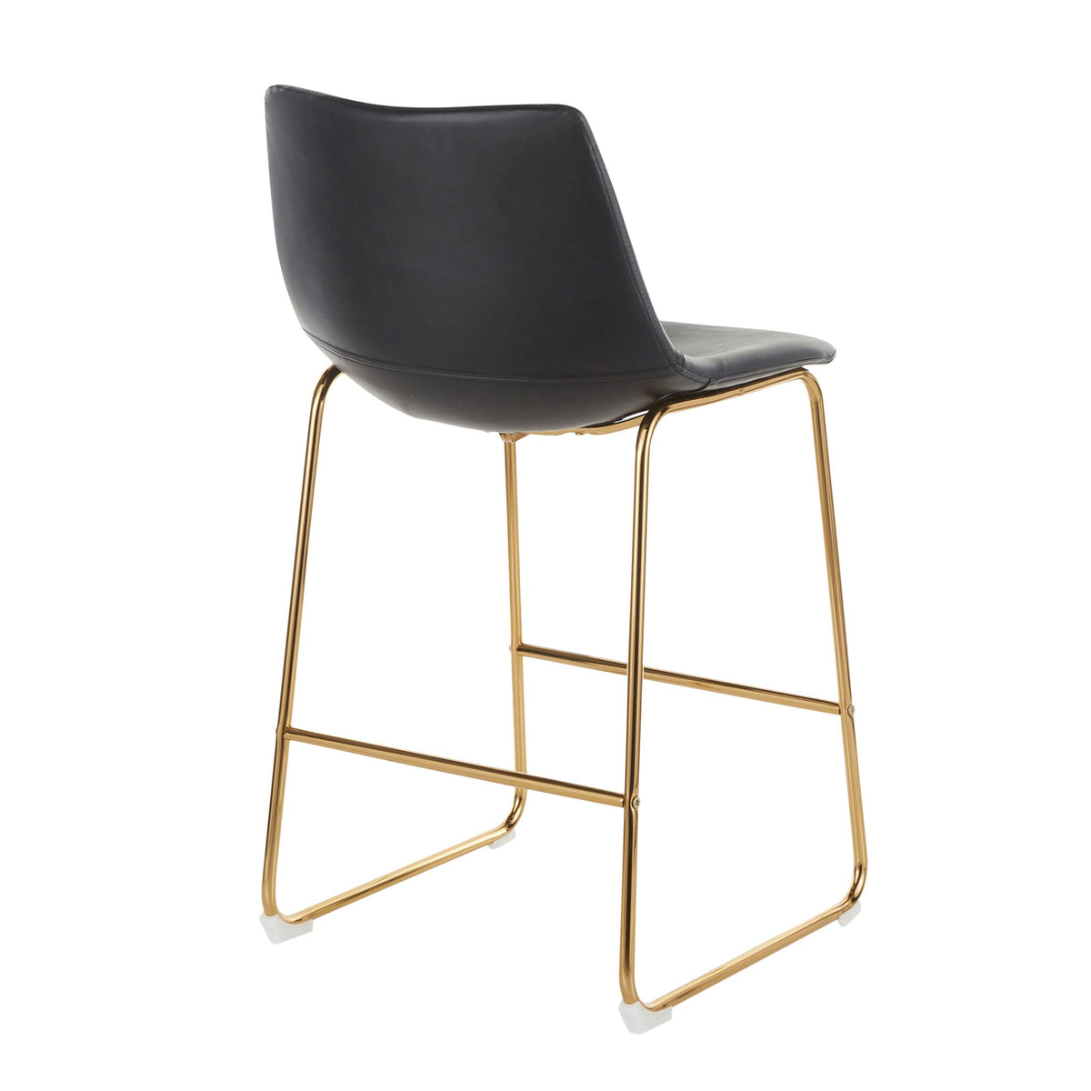 Duke Contemporary Counter Stool set of 2 black faux leather seat with gold-tone legs on Tampa Home & Garden Store