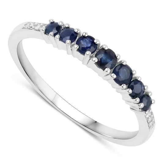 Ring 0.45ct genuine blue sapphire and white diamonds set in 14K white gold on Tampa Home & Garden Store