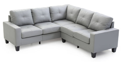 Newbury Sectional Sofa with Pocket Coil Cushions in light gray, L-shaped with square legs on Tampa Home & Garden Store