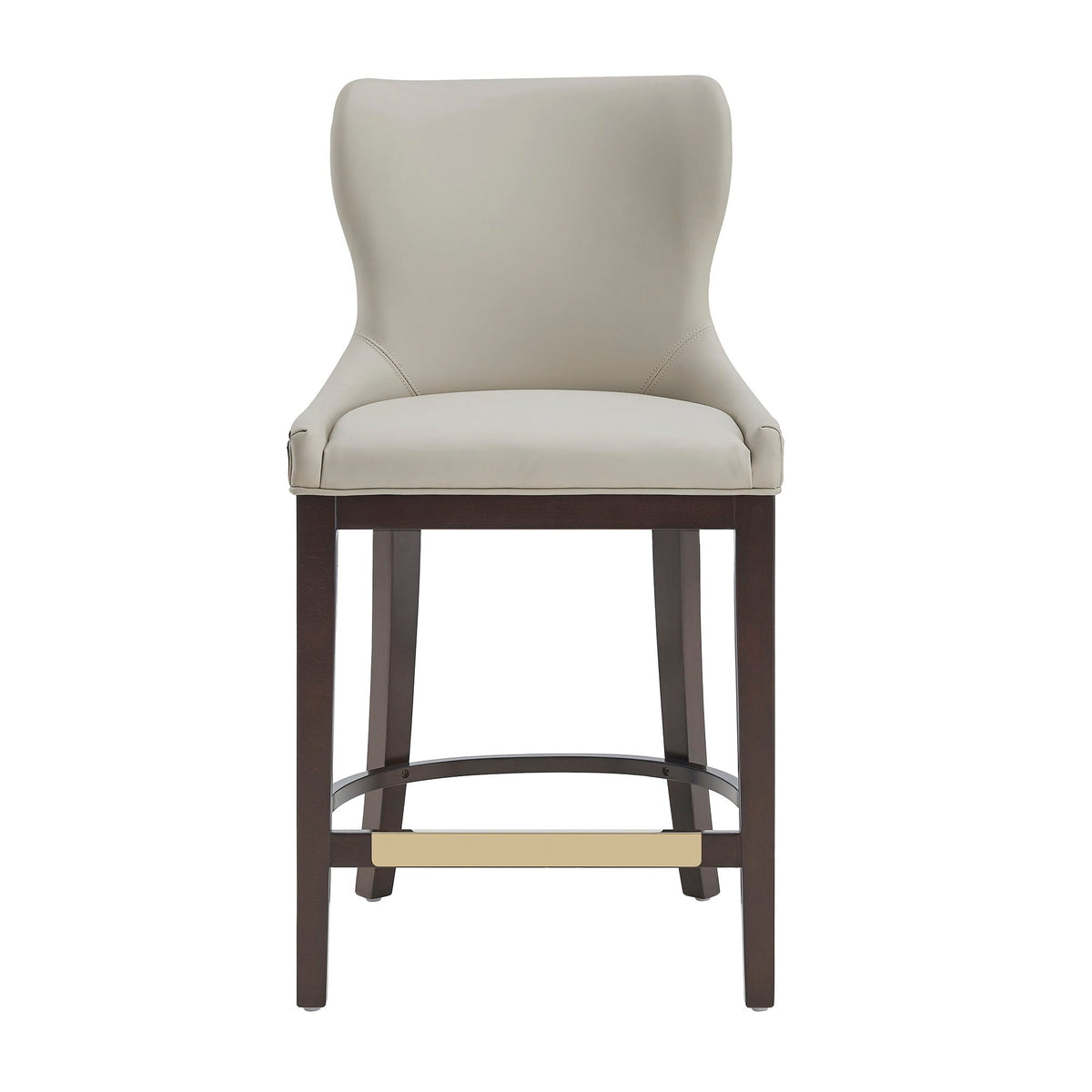 Blair Counter Stool with Backrest by HouseOfZazla, cream upholstery, dark wood legs 24–27 in on Tampa Home & Garden Store