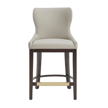Blair Counter Stool with Backrest by HouseOfZazla, cream upholstery, dark wood legs 24–27 in on Tampa Home & Garden Store