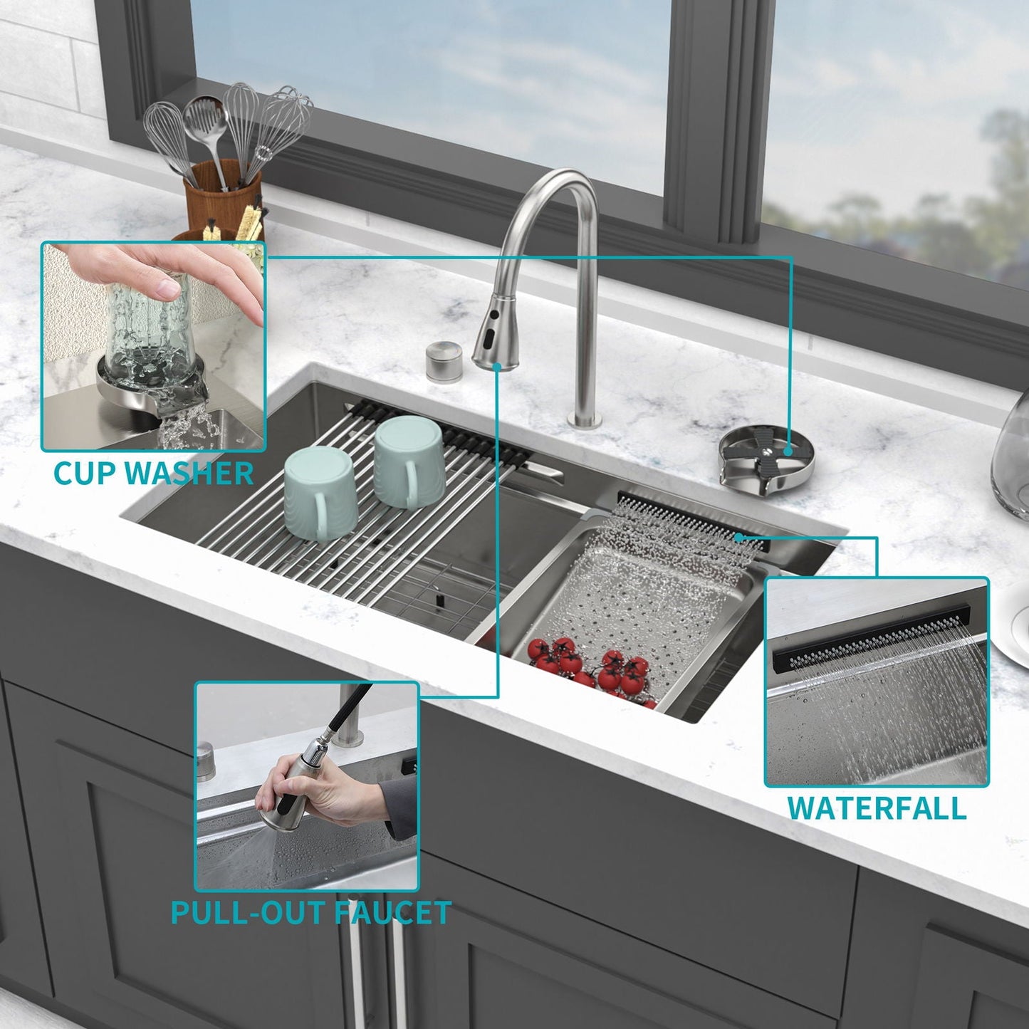 Undermount Workstation Sink and Faucet Set