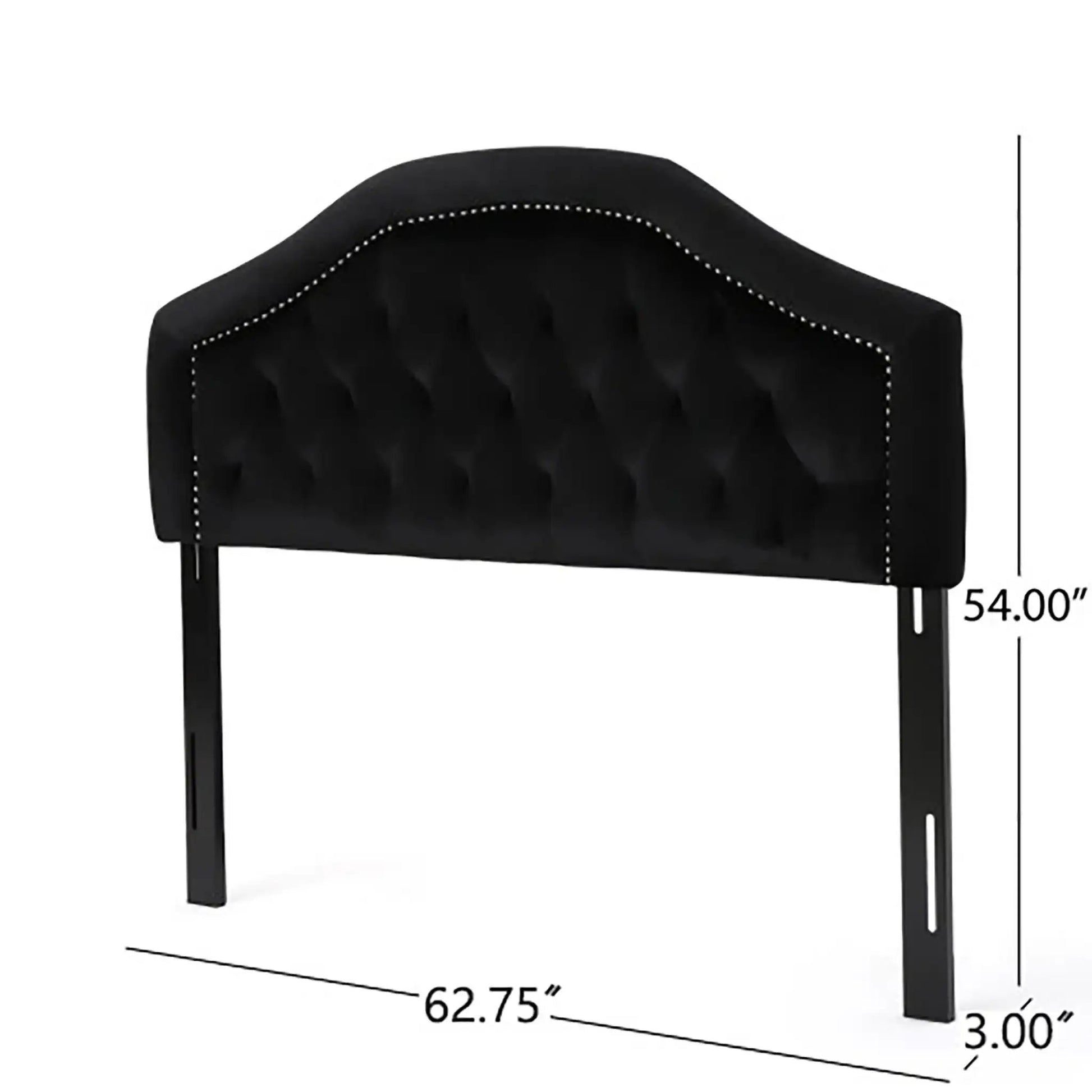 Kaarina Contemporary Tufted Black Fabric Headboard with nailhead trim by HouseOfZazla on Tampa Home & Garden Store