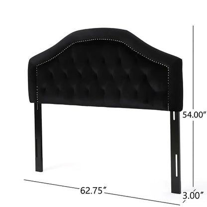Kaarina Contemporary Tufted Black Fabric Headboard with nailhead trim by HouseOfZazla on Tampa Home & Garden Store