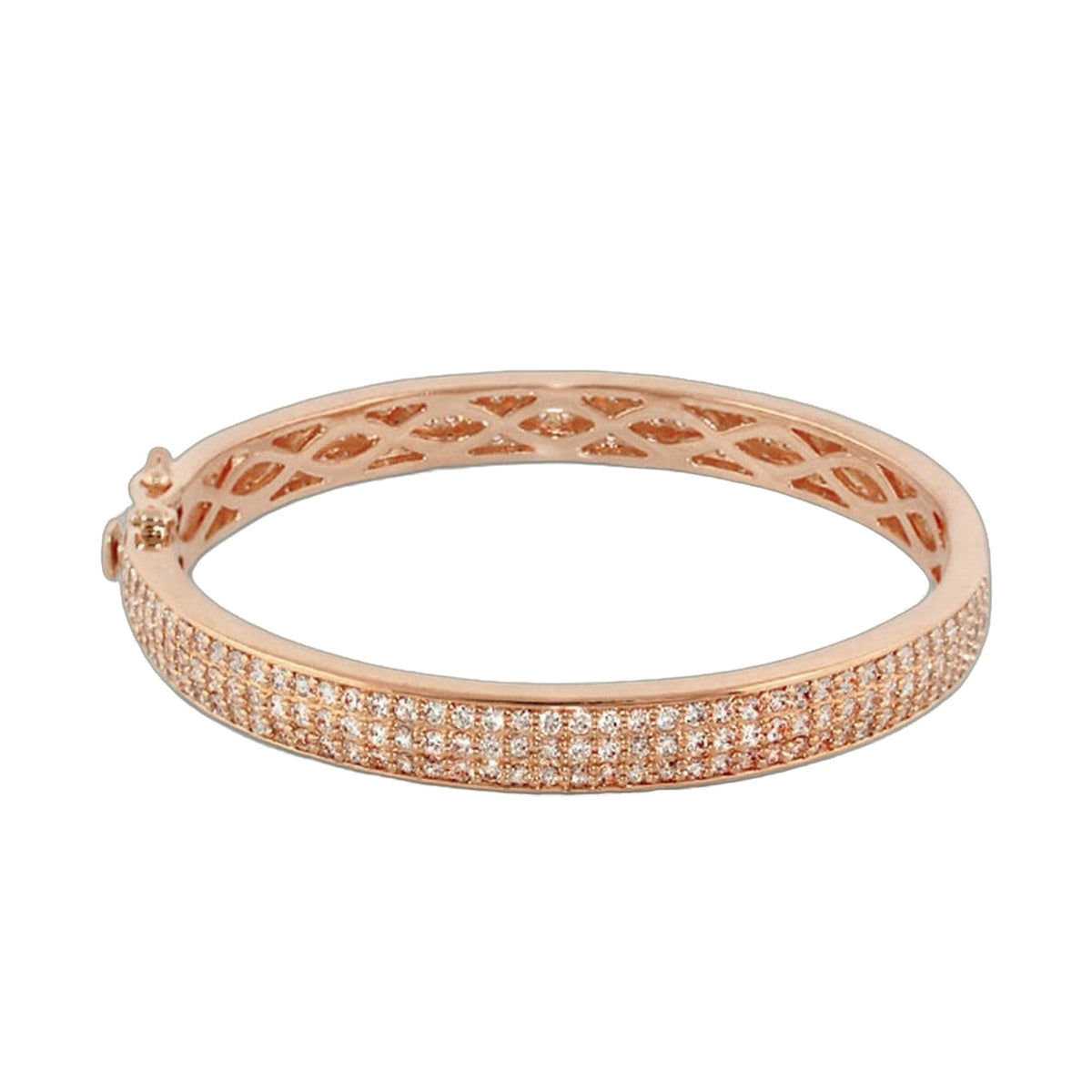 Glamour Pave Bangle rose gold-tone eternity bracelet with lattice openwork and pavé edge on Tampa Home & Garden Store