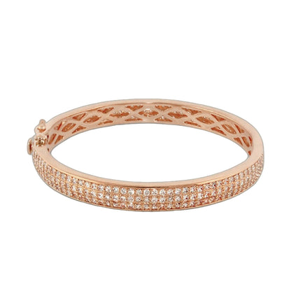 Glamour Pave Bangle rose gold-tone eternity bracelet with lattice openwork and pavé edge on Tampa Home & Garden Store