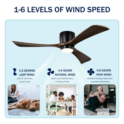 Ceiling fan 52in flush mount with solid wood blades, dark finish, remote control by HouseOfZazla on Tampa Home & Garden Store