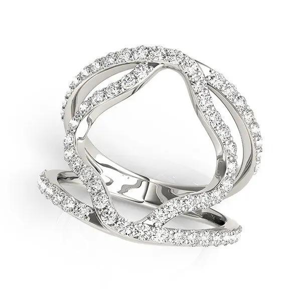 14k white gold diamond flower-style dual-band ring, pavé diamonds, Bids.com on Tampa Home & Garden Store