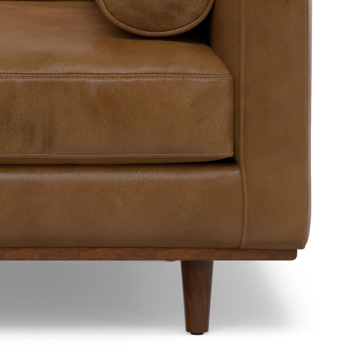 Wide Arm Chair with Removable Cushions in tan faux leather, stitching, legs by HouseOfZazla on Tampa Home & Garden Store