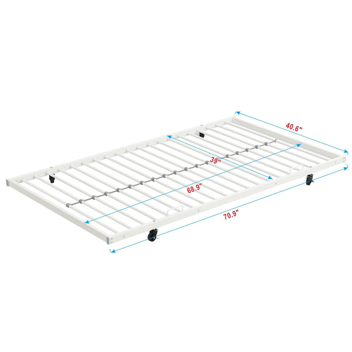 Bunk Bed With Trundle white metal frame with slatted bases and caster wheels on Tampa Home & Garden Store