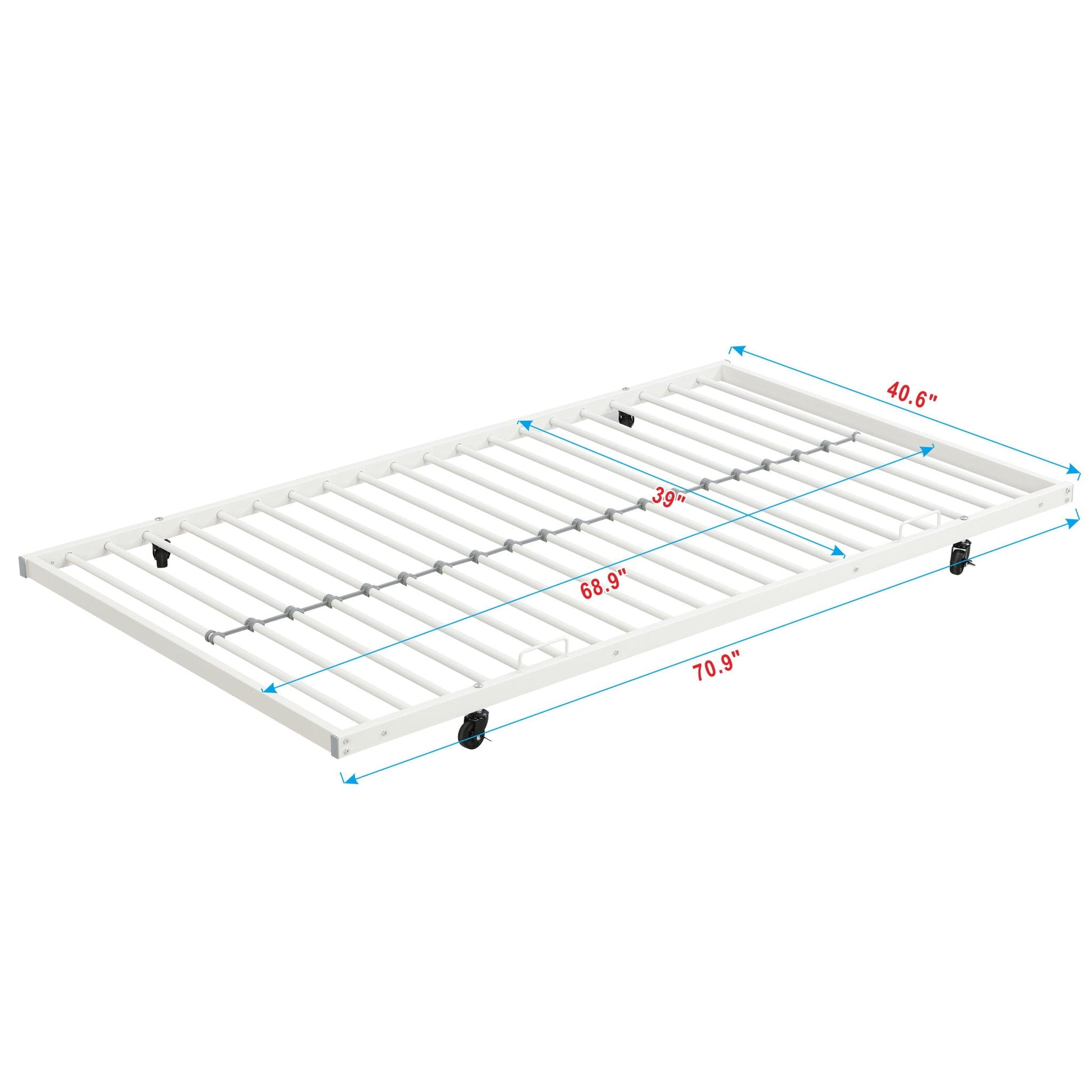 Bunk Bed With Trundle white metal frame with slatted bases and caster wheels on Tampa Home & Garden Store