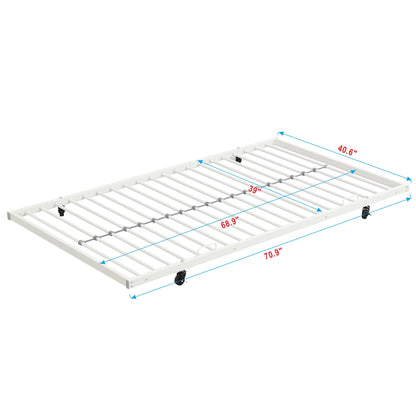 Bunk Bed With Trundle white metal frame with slatted bases and caster wheels on Tampa Home & Garden Store
