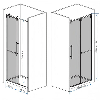 Frameless sliding bathtub door with tempered glass and dark hardware by HouseOfZazla on Tampa Home & Garden Store