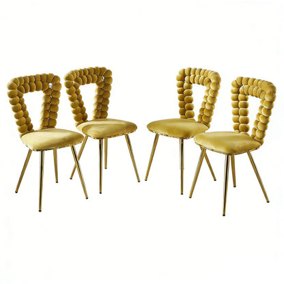 Modern Chair Set by HouseOfZazla with iron tube legs and gold cushions, 4 chairs on Tampa Home & Garden Store