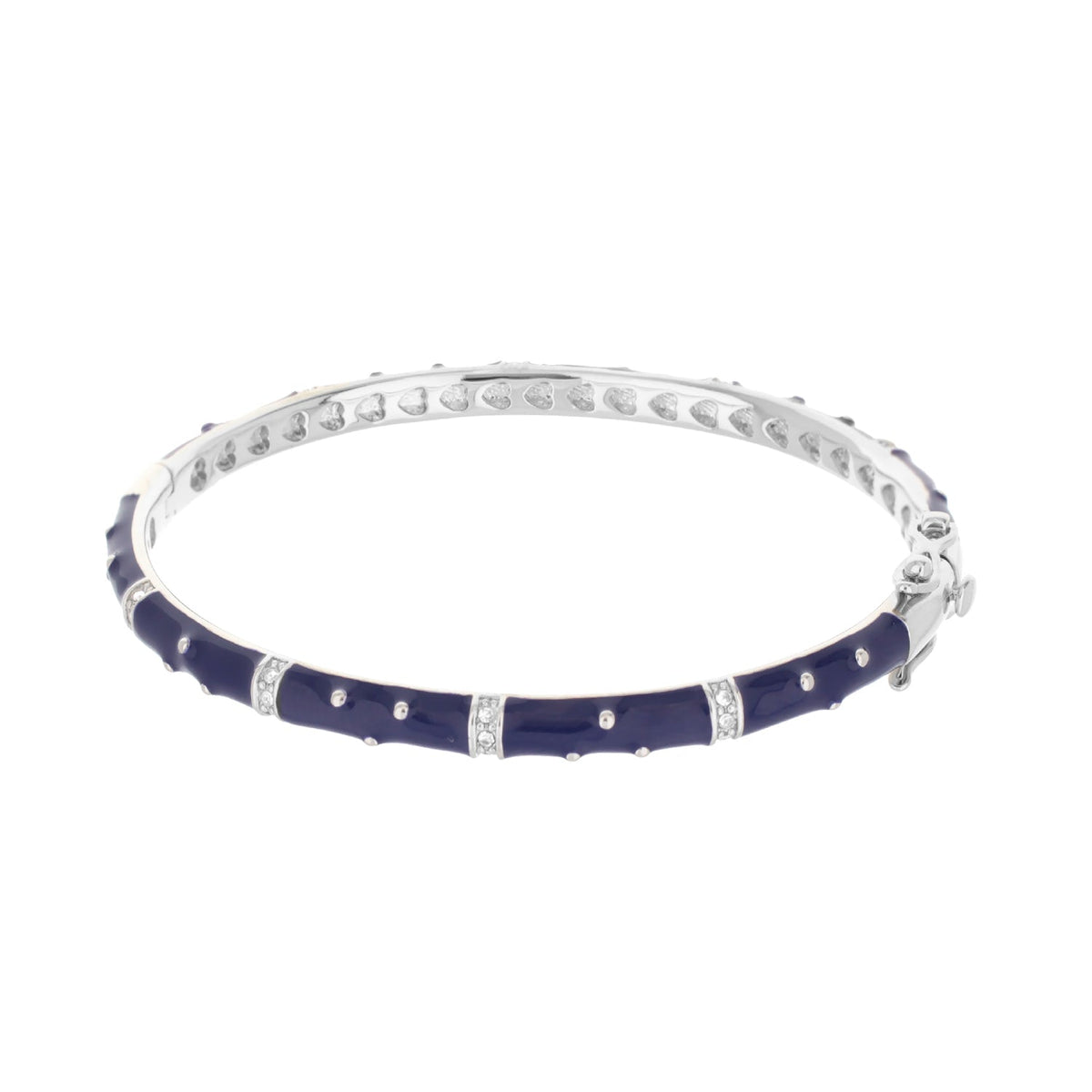 Polka Dot Stackable Bangle in navy enamel with crystal accents, Lauren G Adams bracelet on Tampa Home & Garden Store