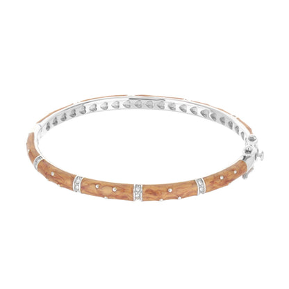 Polka Dot Stackable Bangle by Lauren G Adams with tan wood-textured segments and crystal accents on Tampa Home & Garden Store