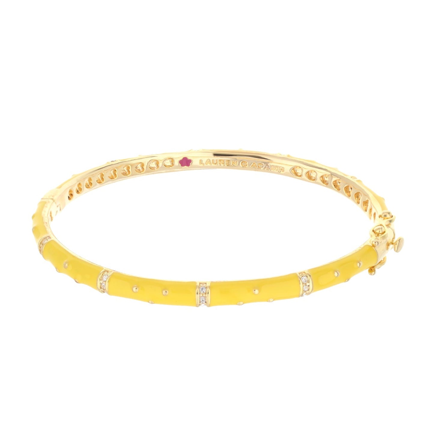 Polka Dot Stackable Bangle yellow enamel bracelet by Lauren G Adams with crystal accents on Tampa Home & Garden Store