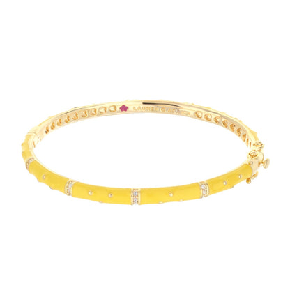 Polka Dot Stackable Bangle yellow enamel bracelet by Lauren G Adams with crystal accents on Tampa Home & Garden Store