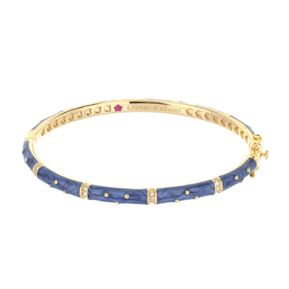 Polka Dot Stackable Bangle bracelet by Lauren G Adams; gold-tone with blue enamel panels on Tampa Home & Garden Store