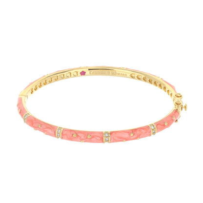 Lauren G Adams Polka Dot Stackable Bangle, coral pink enamel, gold-tone band with crystals on Tampa Home & Garden Store