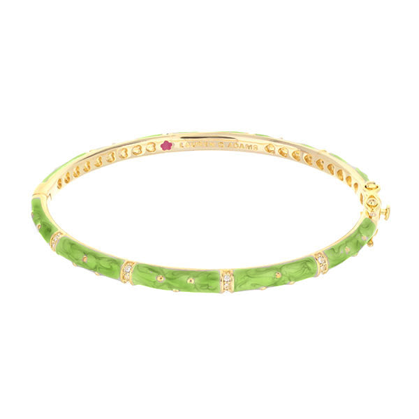Polka Dot Stackable Bangle by Lauren G Adams, green enamel with goldtone beads and crystals on Tampa Home & Garden Store