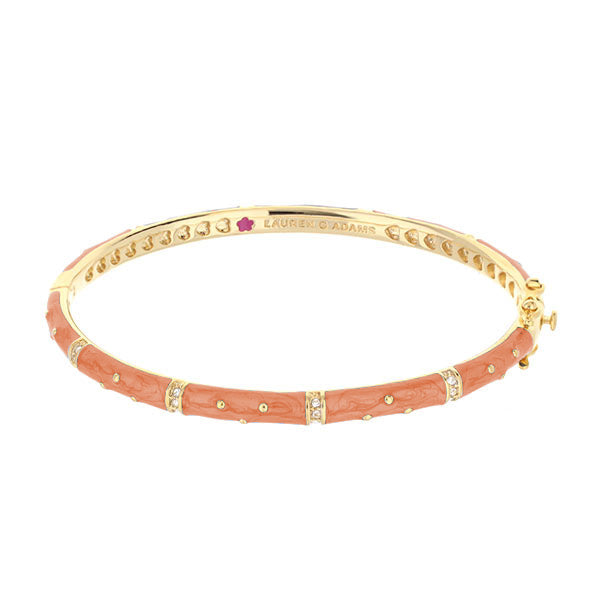 Lauren G Adams Polka Dot Stackable Bangle; coral enamel with crystal spacers gold-tone bracelet on Tampa Home & Garden Store