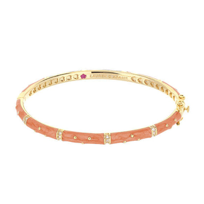 Lauren G Adams Polka Dot Stackable Bangle; coral enamel with crystal spacers gold-tone bracelet on Tampa Home & Garden Store