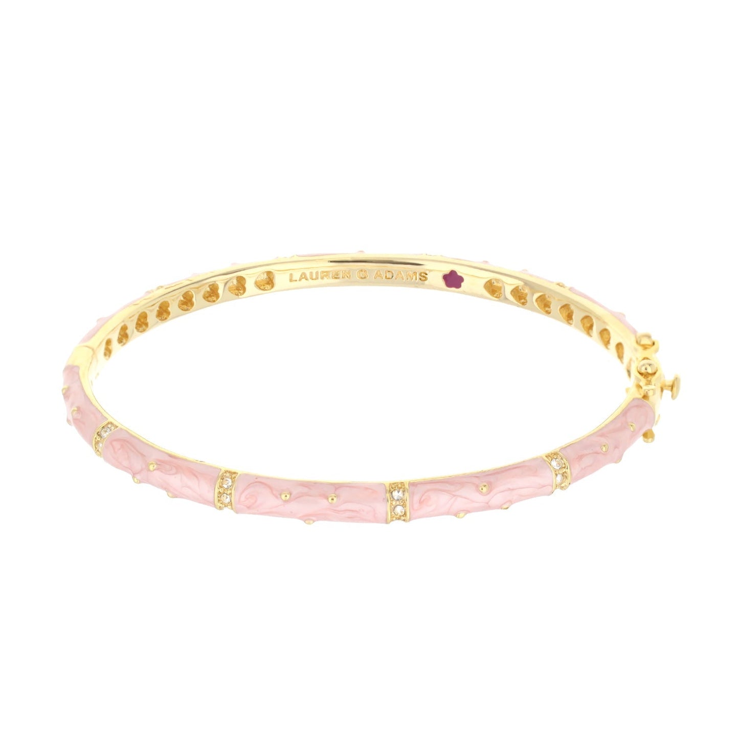 Polka Dot Stackable Bangle by Lauren G Adams, pink enamel with gold-tone, crystal accents on Tampa Home & Garden Store