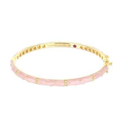 Polka Dot Stackable Bangle by Lauren G Adams, pink enamel with gold-tone, crystal accents on Tampa Home & Garden Store