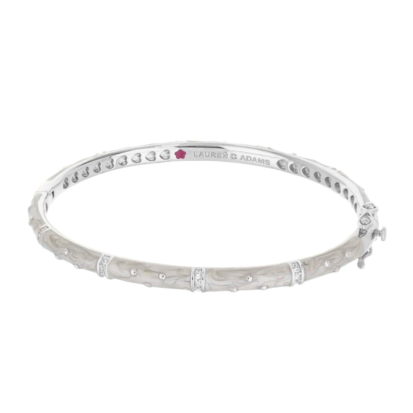 Polka Dot Stackable Bangle by Lauren G Adams in silver with marbled pattern and crystals on Tampa Home & Garden Store