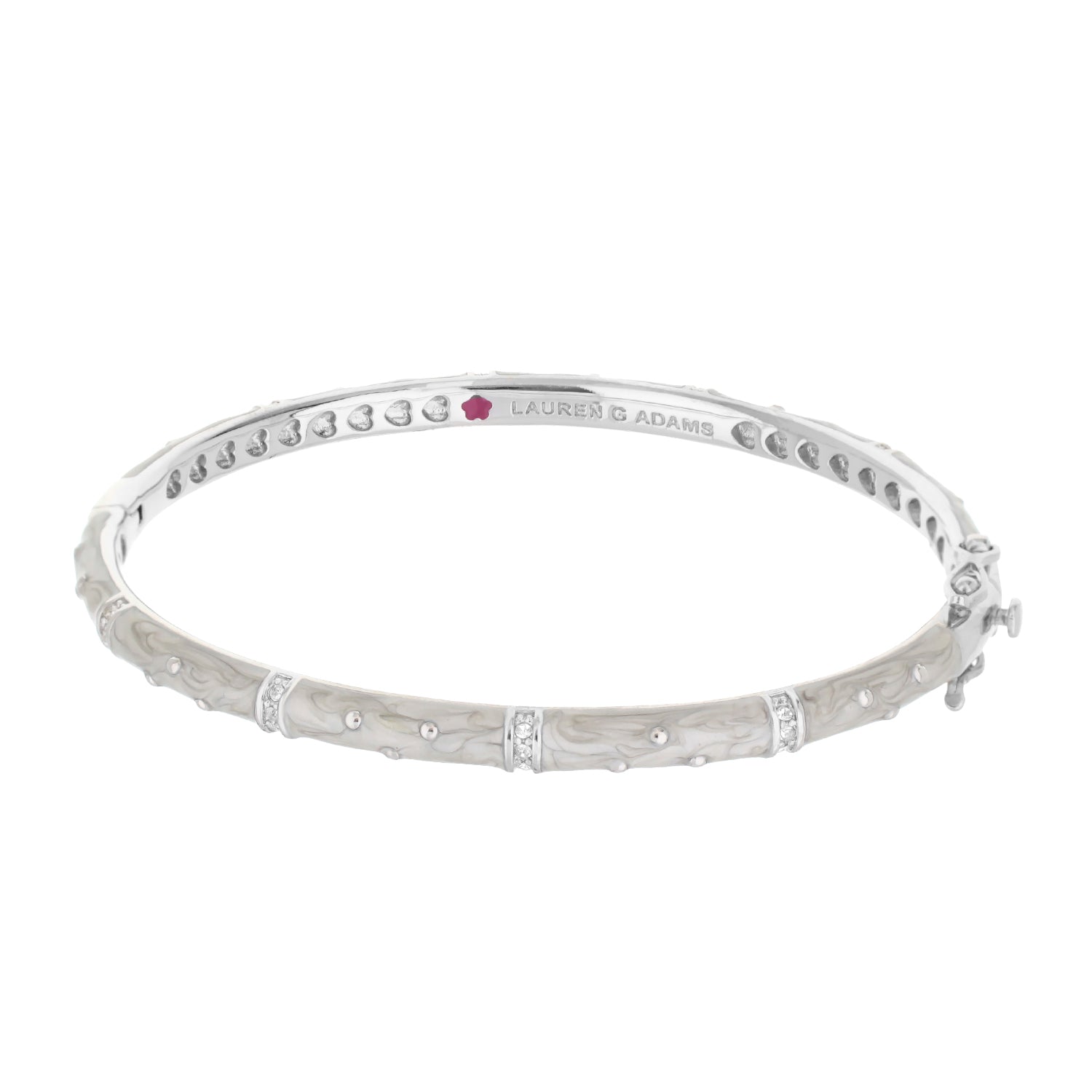 Polka Dot Stackable Bangle by Lauren G Adams in silver with marbled pattern and crystals on Tampa Home & Garden Store