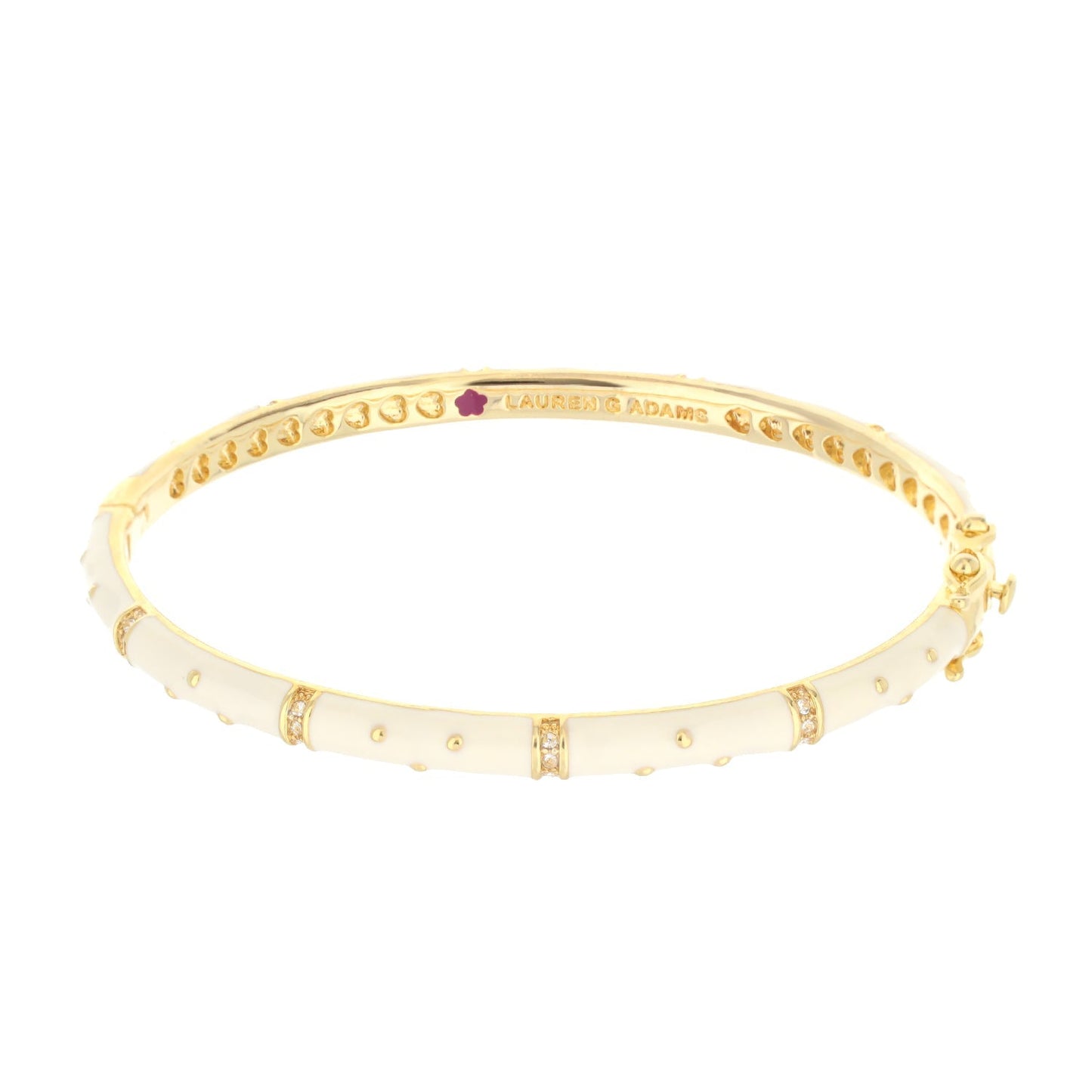 Polka Dot Stackable Bangle gold-tone bracelet with white enamel inlays by Lauren G Adams on Tampa Home & Garden Store