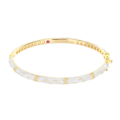 Polka Dot Stackable Bangle by Lauren G Adams, gold-tone bracelet with white enamel and crystals on Tampa Home & Garden Store